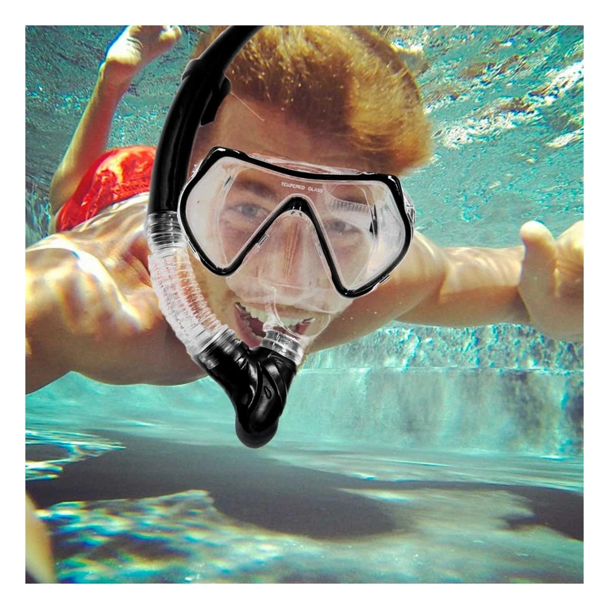 Equipo de Buceo 2 Pcs con Lente de Vidrio para Exploracion Marina