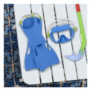 Set de Buceo Infantil con Lentes Snorkel y Aletas en Colores Azul y Verde