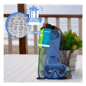 Kit de Buceo Recreativo con Lentes Tubo y Aletas para Piscina y Playa Y+Regalo Sticker