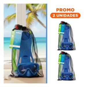 Pack2 Set de Buceo Basico para Ninos con Diseno Azul Verde