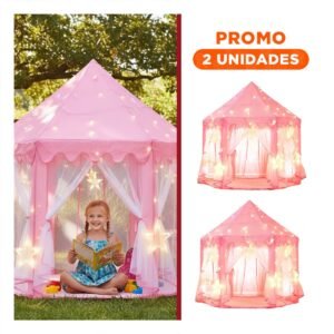 Pack2 Carpa de Niña de Campo con Luces MG-LZ813 Rosado para Juegos y Actividades