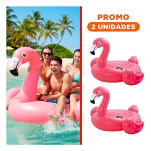 Pack2 Flotante Flamenco Rosado 218 x 211 x 136 cm Divertido para Piscina