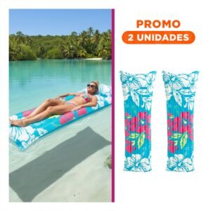 Pack2 Colchoneta Inflable 59720NP Celeste Comoda y Facil de Usar para Dormir y Descanso