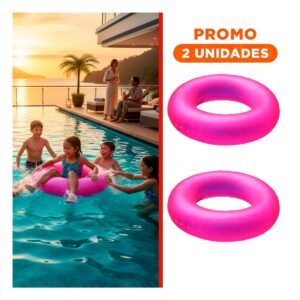 Pack2 Flotador Neon 91 cm Inflable Divertido y Seguro Rosado Neon para Piscina