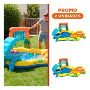 Pack2 Centro de Juego Intex 57444NP 249x191x109 CM Dinosaurio para Juegos Infantiles