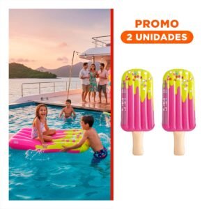 Pack2 Flotador Divertido Seguro Paleta Pink para Piscina y Playa