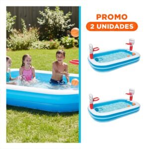 Pack2 Juego de Baloncesto Inflable para Piscina con Aro y Pelota Bestway 253x168x102 cm
