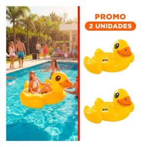Pack2 Flotador Divertido Seguro Pato 147 x 147 x 81 cm para Piscina