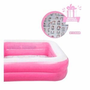 Piscina Acolchada 85x85x23cm Rosado para Juegos de Agua en Casa Y+Regalo Sticker