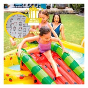 Centro Inflable Frutas con Tobogán mod. 57158NP 91cm x 244cm x 91cm Intex Y+Regalo Sticker