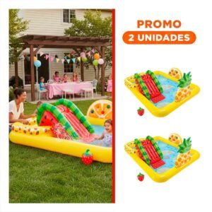 Pack2 Área de Juego Frutas Inflable mod. 57158NP 91cm x 244cm x 91cm Intex para Patio