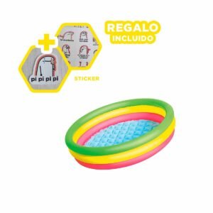 Alberca Redonda Infantil Arcoiris 1.02 x 25 cm para Diversion Diaria en Casa Y+Regalo Sticker
