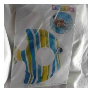 Colchoneta Flotante Celeste Pez Rayado 83 x 81 cm Inflable para Piscina