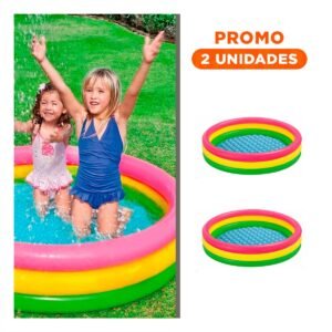Pack2 Chapoteadero Arcoiris Inflable Infantil 114 x 25 cm para Ninos y Juegos de Agua