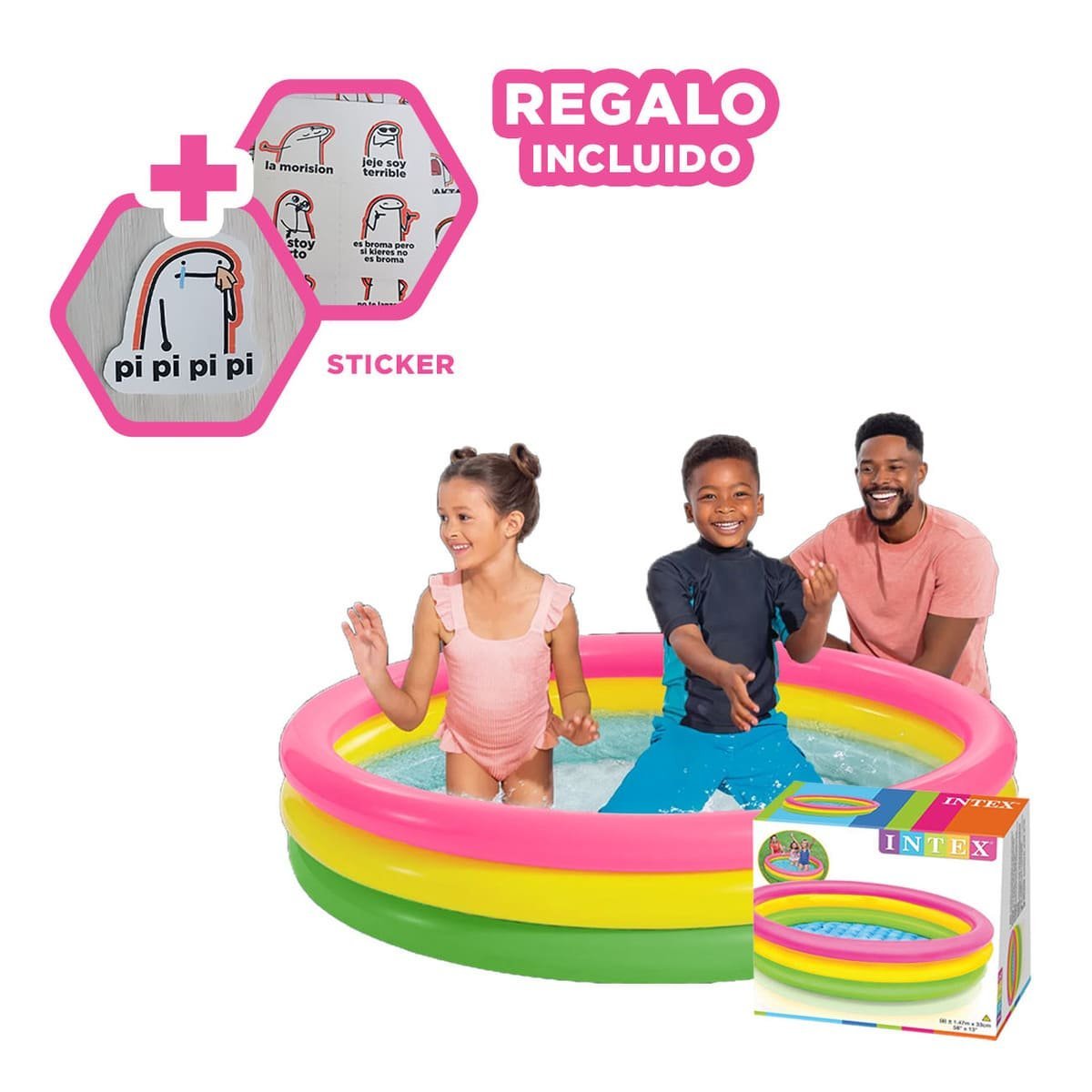 Area de Juegos Arcoiris Inflable Infantil 147 x 33 cm para Hogar Y+Regalo Sticker
