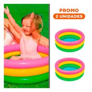 Pack2 Piscina Arcoiris Inflable Infantil 86 x 25 cm para Juegos de Agua