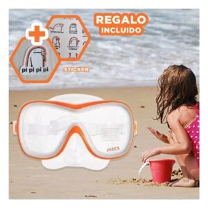 Antiparras de Buceo Deportivo Anaranjado con Correa Ajustable y Vision Nitida Y+Regalo Sticker