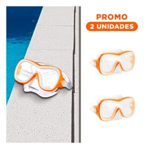 Pack2 Antiparras de Buceo Ergonomico Anaranjado con Vision Subacuatica y Ajuste Suave