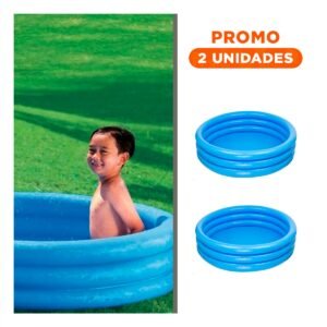Pack2 Alberca Azul Cristal Infantil 114 x 25 cm para Jardin y Patio con Uso Familiar