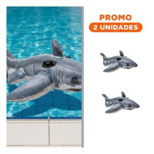 Pack2 Flotador Inflable Tiburon 173 x 107 cm Divertido para Piscina