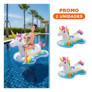 Pack2 Flotador Inflable Unicornio 163 x 86 cm Divertido para Piscina