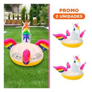 Pack2 Flotador Inflable Unicornio 201 x 140 x 97 cm Divertido para Piscina