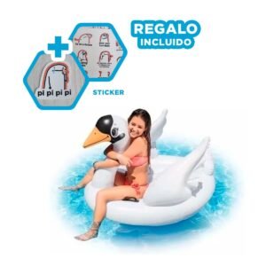 Inflable Cisne Ludico y Divertido para Piscina Infantil 130 x 102 x 99 cm Y+Regalo Sticker