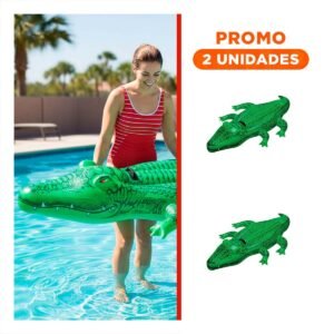 Pack2 Flotador Cocodrilo 203 x 114 cm Ludico y Resistente para Niños en Piscina