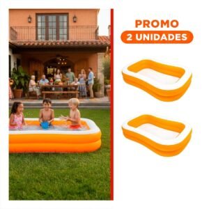 Pack2 Piscina Familiar Inflable para Jardin con Area Amplia para Diversion y Relajo