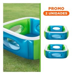 Pack2 Alberca Window 168x168x56 CM Infantil Amplia para Juegos de Agua en Casa