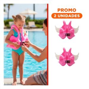 Pack2 Flotador con Alas Rosado Ludico y Resistente para Niños en Piscina