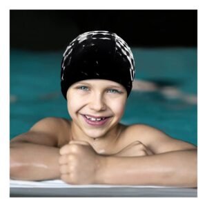 Gorro de Natacion Negro de Tela para Piscina y Cabello Protegido