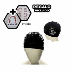 Gorro de Natacion Negro de Tela para Nadar y Actividad Acuatica Y+Regalo Sticker