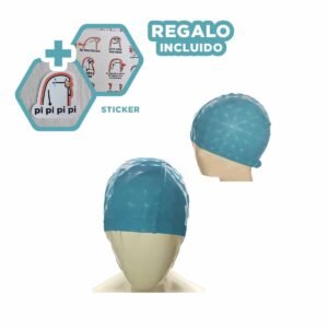 Gorro de Natacion Celeste de Tela para Nadar y Actividad Acuatica Y+Regalo Sticker