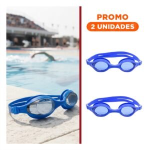 Pack2 Gafas de Natacion Unisex Color Azul con Ajuste Seguro para Piscina