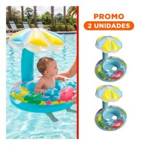 Pack2 Flotador de Flor Celeste Seguro y Divertido para Piscina Infantil