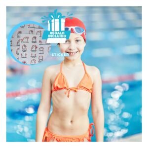 Antiparras de Natacion con Estuche Unisex Color Celeste para Piscina Familiar Y+Regalo Sticker