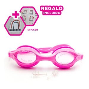 Anteojos de Natacion con Estuche Rosado Ajuste Suave para Ninos y Adultos Y+Regalo Sticker