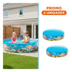 Pack2 Piscina Inflable con Figura de Delfin para Jardin y Hogar con Estilo Marino