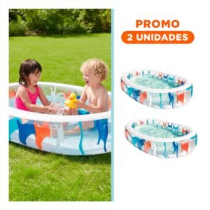 Pack2 Pileta Familiar Eliptica Inflable para Hogar y Verano con Diseno Amplio
