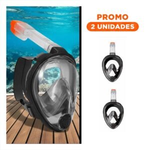 Pack2 Careta de Buceo Negro para Exploracion Marina con Vision Amplia y Ajuste Suave