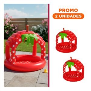 Pack2 Alberca Inflable Fresita para Hogar y Patio con Diseno Colorido de Verano