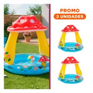 Pack2 Espacio Honguito Inflable para Jardin Hogar y Juegos de Agua en Verano