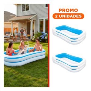 Pack2 Piscina Inflable para Hogar y Jardin con Estilo Familiar Comodo para Verano