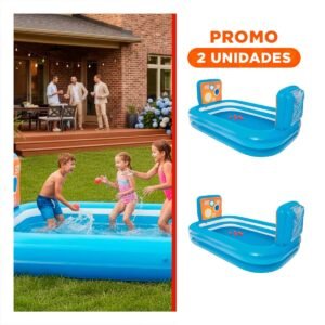 Pack2 Piscina Inflable para Jardin con Dos Porterias y Diversion Acuatica en Verano