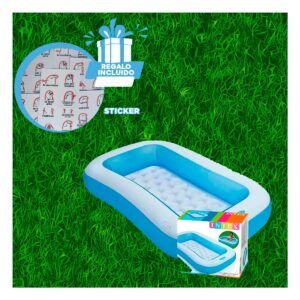 Piscina Rectangular Resistente 168x100x28 cm para Hogar Plus Y+Regalo Sticker