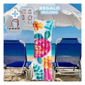Boya Inflable Blanco Tortuga para Hogar y Casa Festivo Verano Acuatico Y+Regalo Sticker