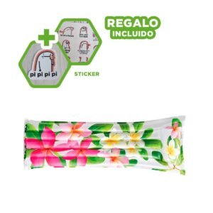 Colchon Inflable Decoracion Hogar Casa Festivo Rosado Verde Flores Hojas Y+Regalo Sticker