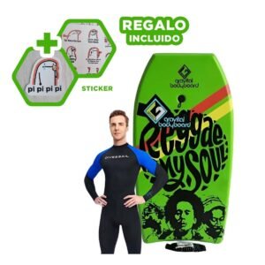 Tabla Bodyboard Clasico para Diversion en Olas 83,5x47,5x5,5 cm en Verde limon Y+Regalo Sticker