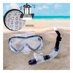 Juego de Buceo 2 Pcs con Lente de Vidrio para Playa y Piscina Y+Regalo Sticker
